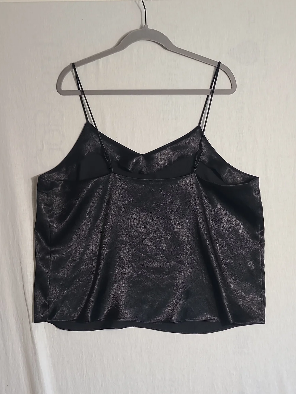 Nine West Black Satin Leather Look V-Neck Spaghetti Strap Cami Size XXL